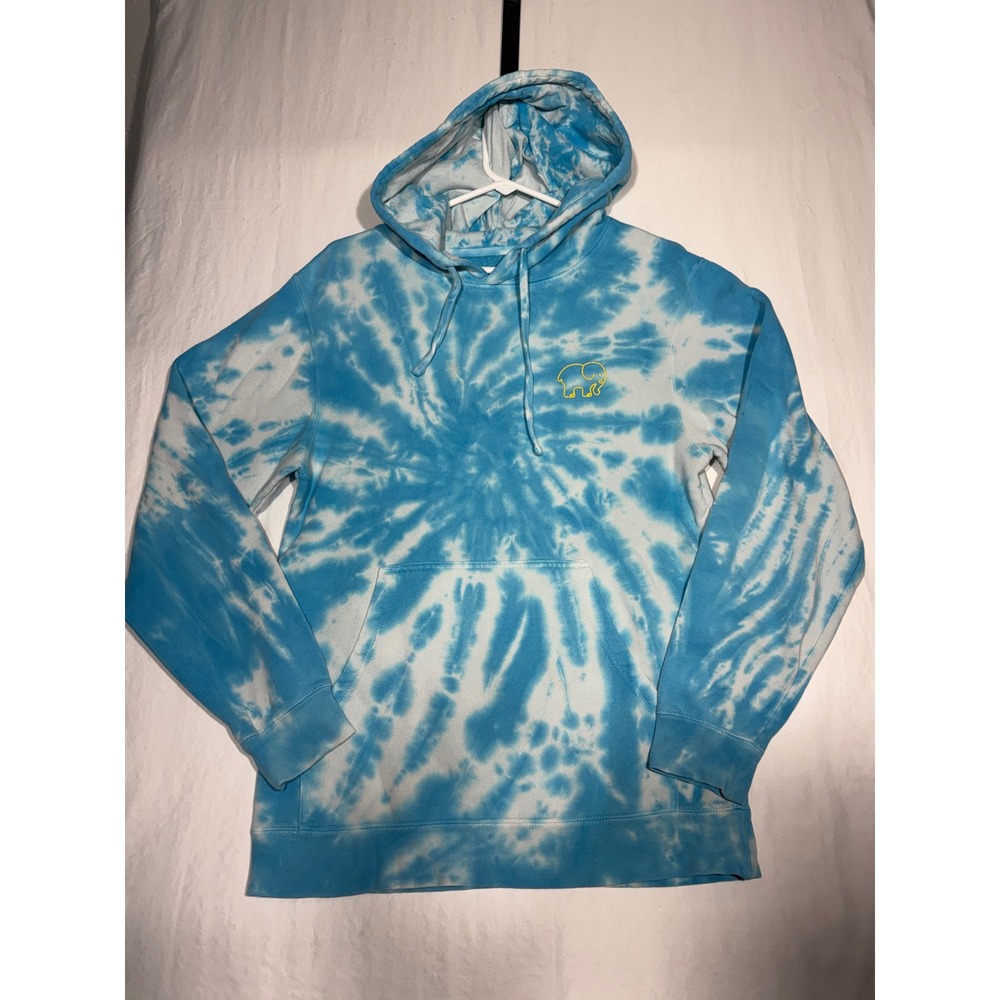 Ivory Ella Blue Tie Dye Elephant Pullover Hoodie Sweatshirt Small PRM4500C
